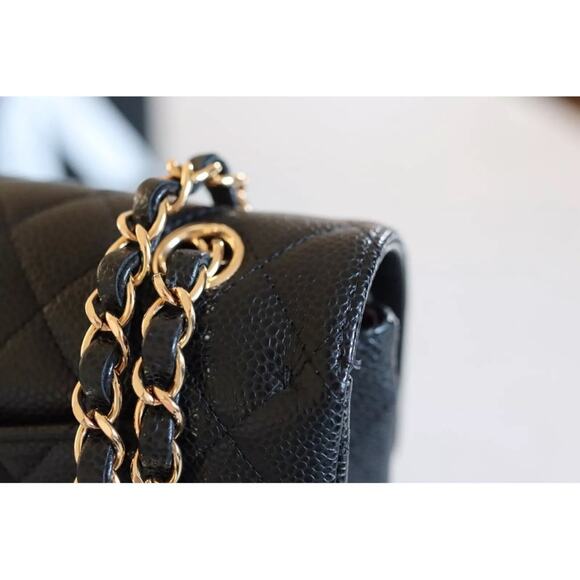 Chanel authentic 2021 Classic Small Black Caviar Flap Bag purse Gold chain - Picture 10 of 15